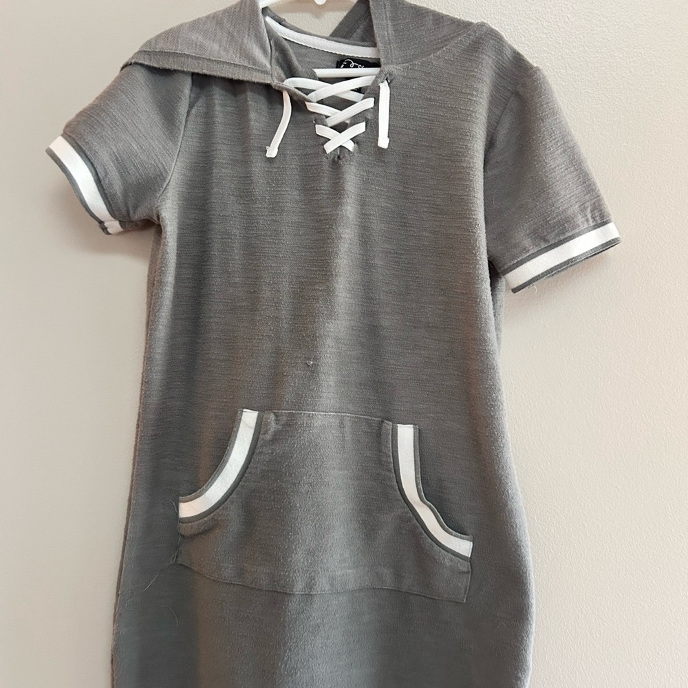 Gray Kids Dress with White Accents